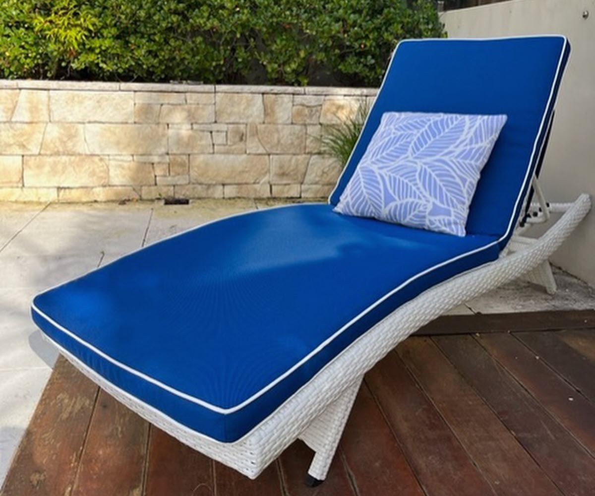 Sun lounge cushions made to suit unique lawn furniture.